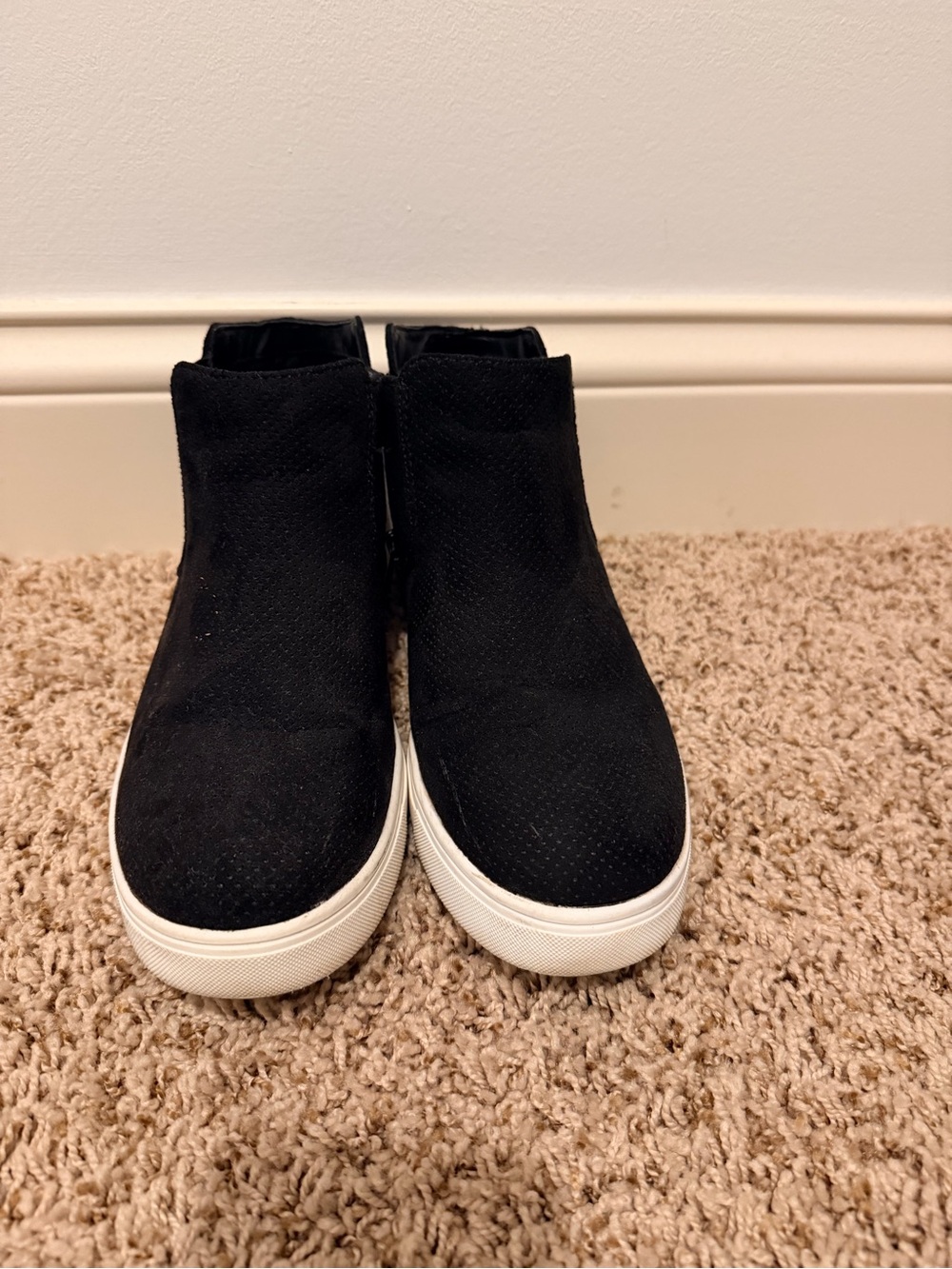 Kids Black Slip-On High-Top Sneakers